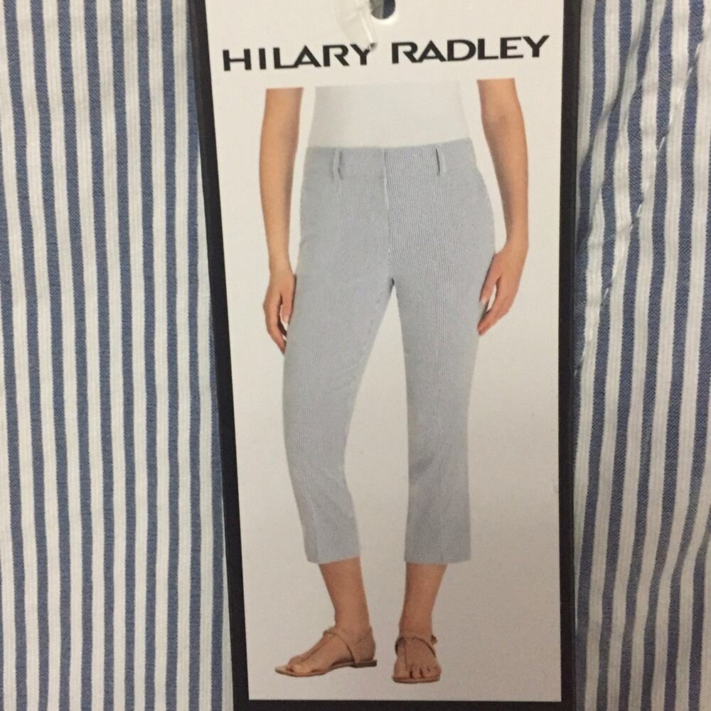 Hilary Radley Capri (off white & blue)-Size 6